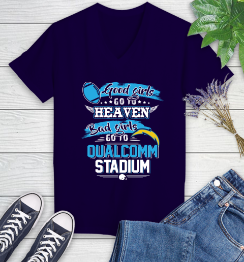 Los Angeles Chargers NFL Bad Girls Go To Qualcomm Stadium Shirt Women's V-Neck T-Shirt 3
