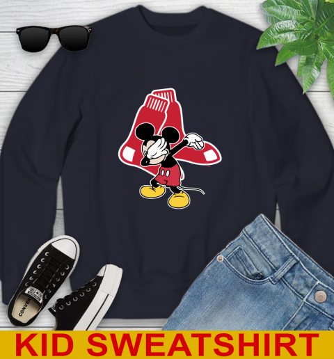 Boston Red Sox MLB Baseball Dabbing Mickey Disney Sports Youth Sweatshirt 3