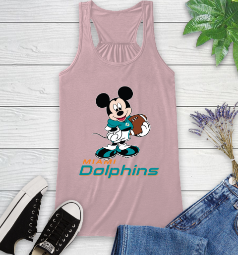 NFL Football Miami Dolphins Cheerful Mickey Mouse Shirt Racerback Tank 10