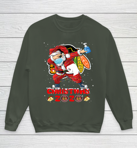 Chicago Blackhawks Funny Santa Claus Dabbing Christmas 2020 NHL Youth Sweatshirt 8