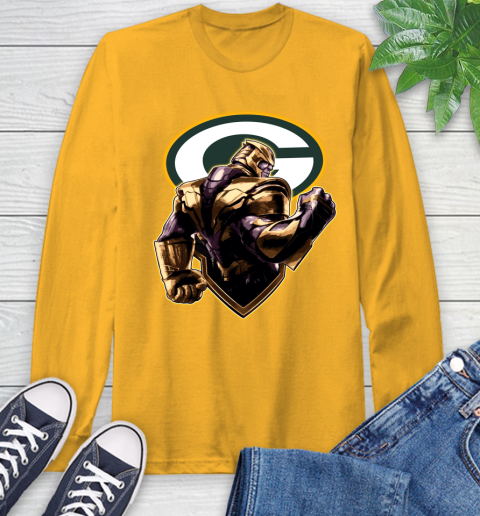 NFL Thanos Avengers Endgame Football Sports Green Bay Packers Long Sleeve T-Shirt 3