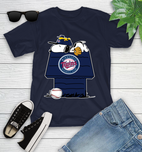 MLB Minnesota Twins Snoopy Woodstock The Peanuts Movie Baseball T Shirt Youth T-Shirt 3