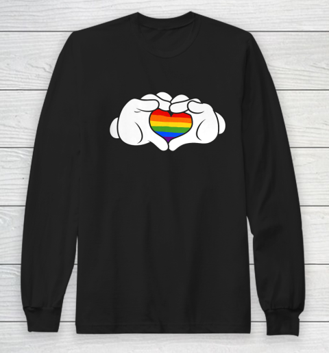 Disney Mickey And Friends Pride Mickey Gloves Rainbow Heart Long Sleeve T-Shirt