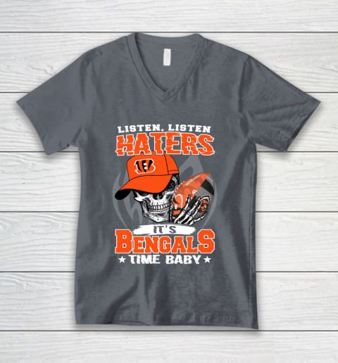 Listen Haters It is BENGALS Time Baby NFL V-Neck T-Shirt 4