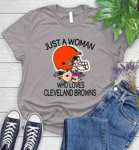 NFL Just A Woman Who Loves Cleveland Browns Football Sports Women's T-Shirt 3