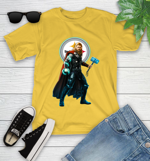 NFL Thor Avengers Endgame Football Pittsburgh Steelers Youth T-Shirt 8