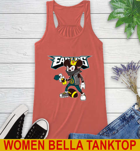 Philadelphia Eagles NFL Football Mickey Peace Sign Sports Racerback Tank 4