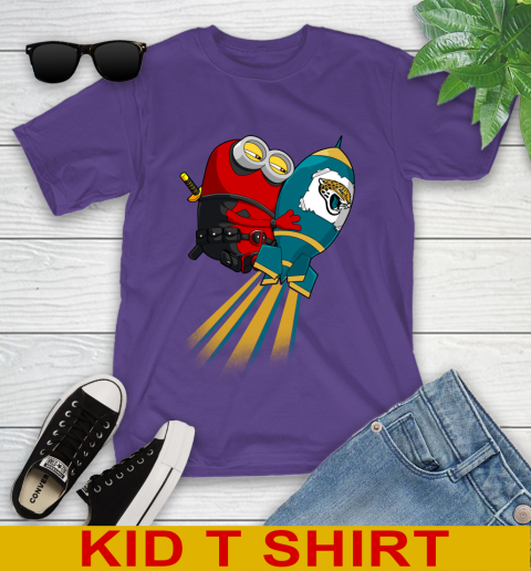 NFL Football Jacksonville Jaguars Deadpool Minion Marvel Shirt Youth T-Shirt 3