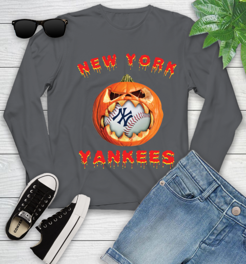 MLB New York Yankees Halloween Pumpkin Baseball Sports Youth Long Sleeve 8