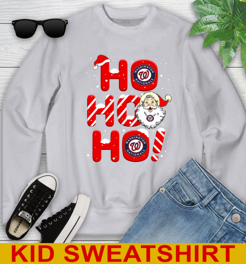 Washington Nationals MLB Baseball Ho Ho Ho Santa Claus Merry Christmas Shirt Youth Sweatshirt 3