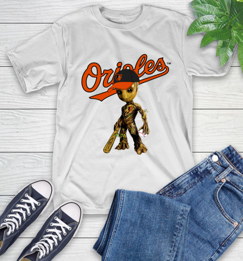 MLB Baltimore Orioles Groot Guardians Of The Galaxy Baseball T-Shirt