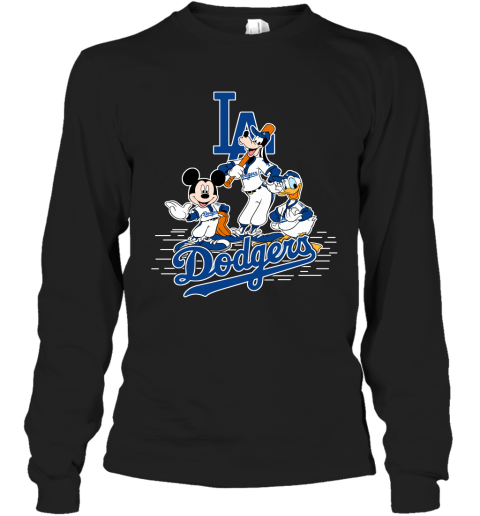 MLB Los Angeles Dodgers The Heart Mickey Mouse Disney Baseball T Shirt_000  Women's T-Shirt