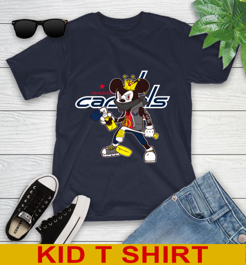 Washington Capitals NHL Hockey Mickey Peace Sign Sports Youth T-Shirt 3