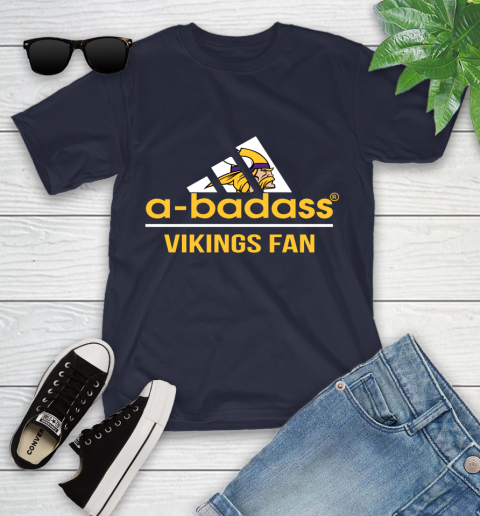 NFL A Badass Minnesota Vikings Fan Adidas Football Sports Youth T-Shirt 2