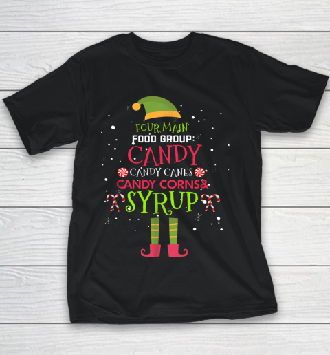 Four Main Food Groups Elf Buddy Christmas Pajama Youth T-Shirt