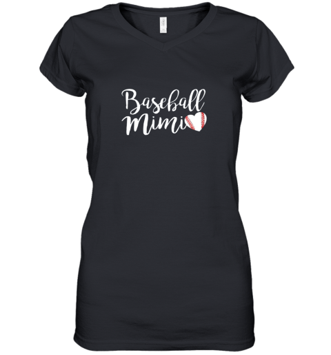 Funny Baseball Mimi Shirt Gift Women's V-Neck T-Shirt