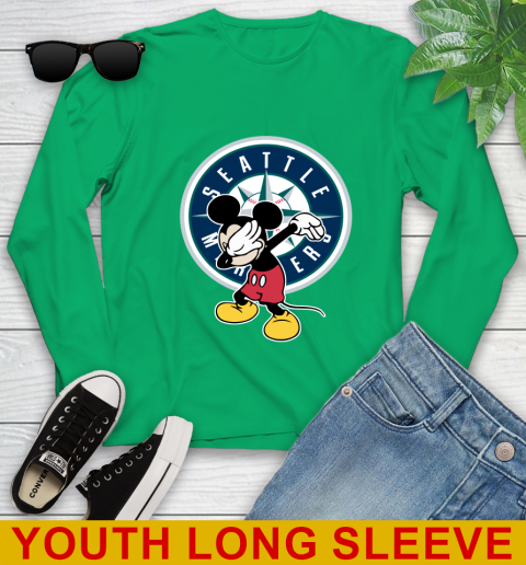 Seattle Mariners MLB Baseball Dabbing Mickey Disney Sports Youth Long Sleeve 7