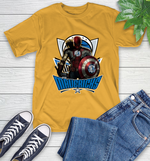 Dallas Mavericks NBA Basketball Captain America Thor Spider Man Hawkeye Avengers T-Shirt 3
