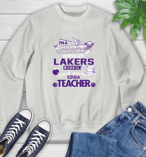 Los Angeles Lakers NBA I'm A Difference Making Student Caring Basketball Loving Kinda Teacher Sweatshirt 5
