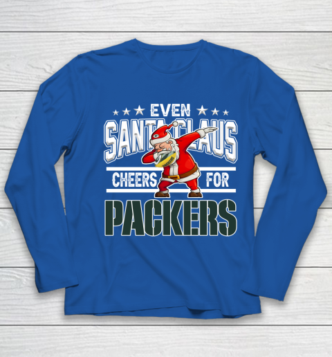 Green Bay Packers Even Santa Claus Cheers For Christmas NFL Youth Long Sleeve 7