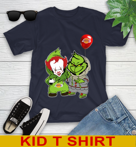 Los Angeles Lakers Baby Pennywise Grinch Christmas NBA Basketball Youth T-Shirt 3