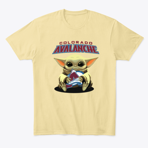 xsr3 baby yoda hugs the colorado avalanche classic t shirt 2 front yellow haze