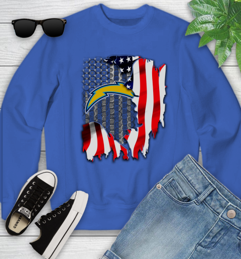 Los Angeles Chargers NFL Football American Flag Youth Sweatshirt 7