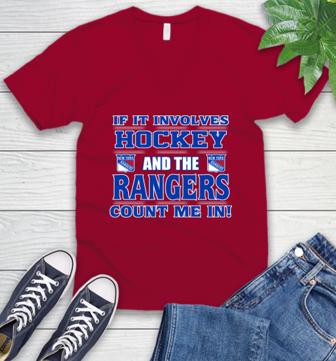 NHL If It Involves Hockey And The New York Rangers Count Me In Sports V-Neck T-Shirt 8