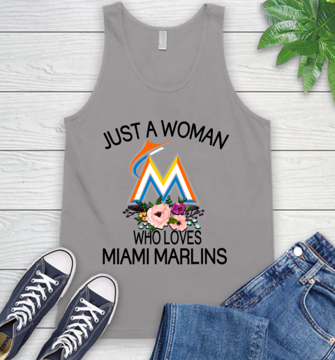 MLB Just A Woman Who Loves Miami Marlins Baseball Sports Tank Top 2
