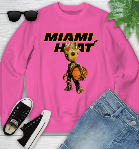 Miami Heat NBA Basketball Groot Marvel Guardians Of The Galaxy Youth Sweatshirt 7
