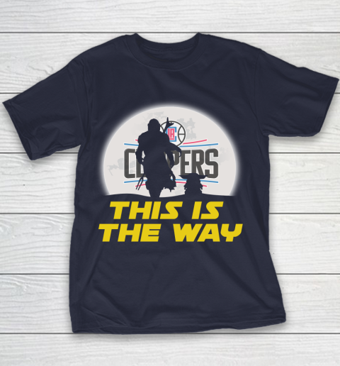 LA Clippers NBA Basketball Star Wars Yoda And Mandalorian This Is The Way Youth T-Shirt 2