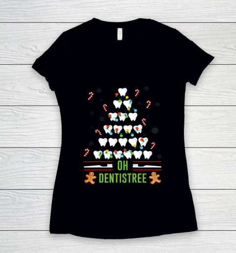 Oh Dentistree Teeth Christmas Tree Dentist Xmas Women's V-Neck T-Shirt