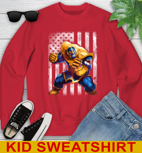 NFL Football Kansas City Chiefs Thanos Marvel American Flag Shirt Youth Sweatshirt 7