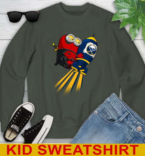 NHL Hockey Buffalo Sabres Deadpool Minion Marvel Shirt Youth Sweatshirt 8