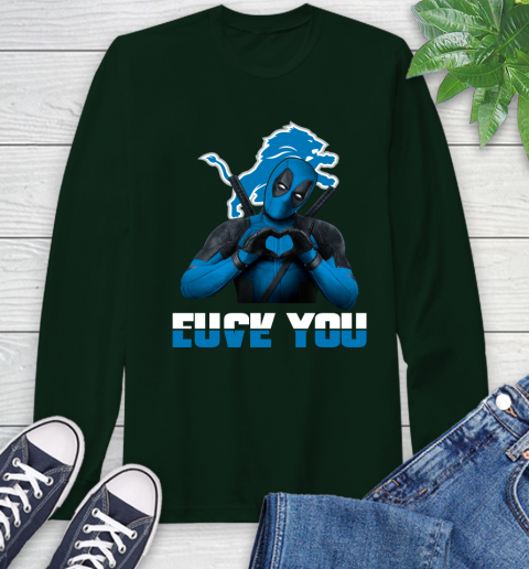 NHL Detroit Lions Deadpool Love You Fuck You Football Sports Long Sleeve T-Shirt 7