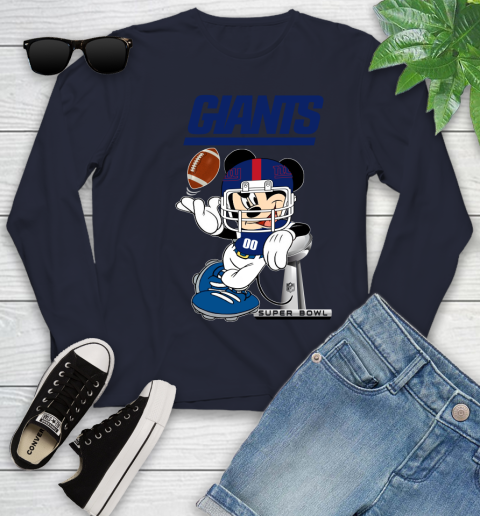 NFL newyork giants Mickey Mouse Disney Super Bowl Football T Shirt Youth Long Sleeve 3