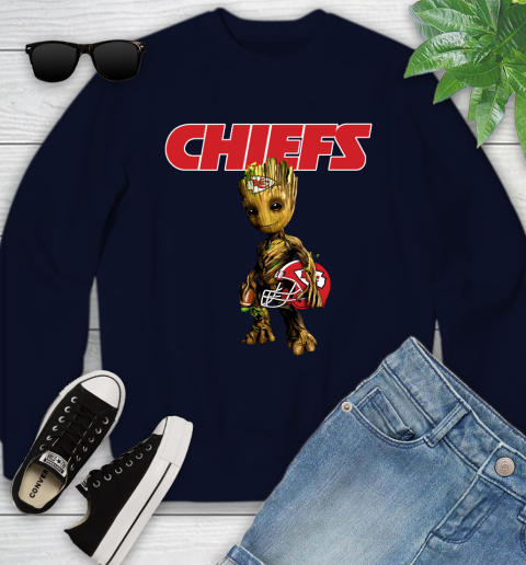 Kansas City Chiefs NFL Football Groot Marvel Guardians Of The Galaxy Youth Sweatshirt 3