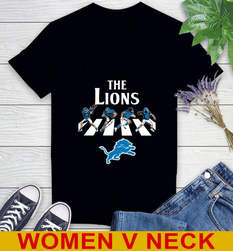 NFL Football Detroit Lions The Beatles Rock Band Shirt Women's V-Neck T-Shirt