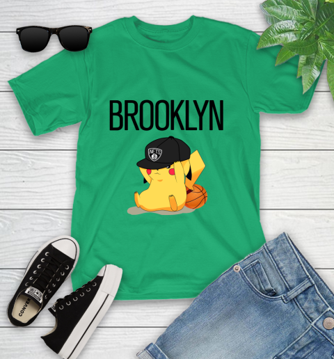 NBA Pikachu Basketball Sports Brooklyn Nets Youth T-Shirt 6