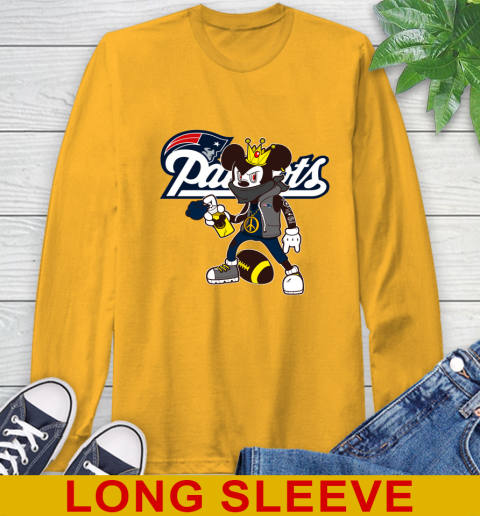 New England Patriots NFL Football Mickey Peace Sign Sports Long Sleeve T-Shirt 3