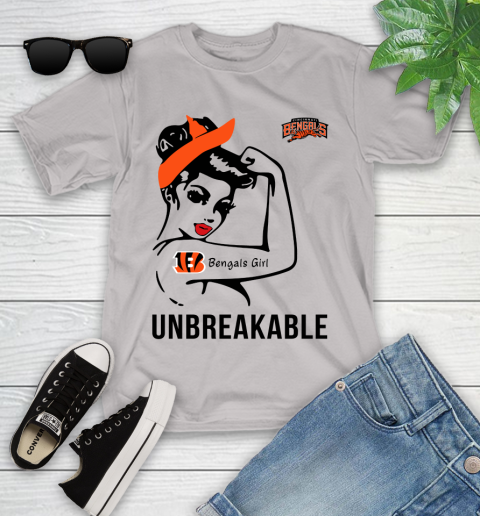 NFL Cincinnati Bengals Girl Unbreakable Football Sports Youth T-Shirt 10
