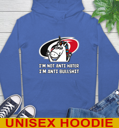 Carolina Hurricanes NHL Hockey Unicorn I'm Not Anti Hater I'm Anti Bullshit Hoodie 9
