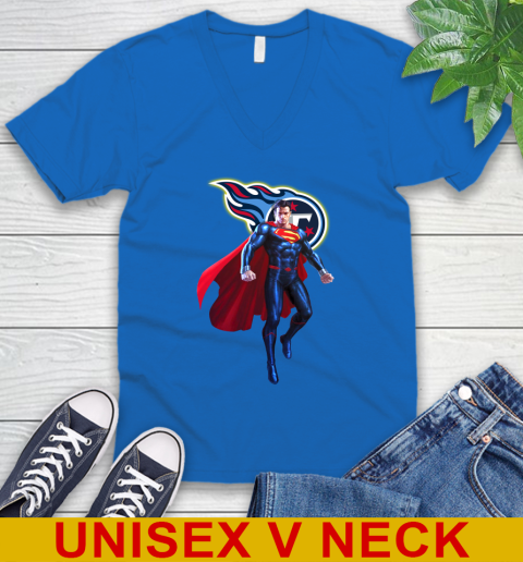 NFL Superman DC Sports Football Tennessee Titans V-Neck T-Shirt 6