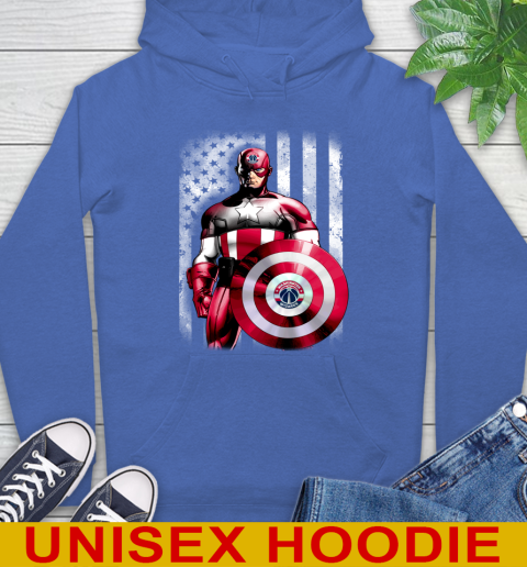 Washington Wizards NBA Basketball Captain America Marvel Avengers American Flag Shirt Hoodie 9