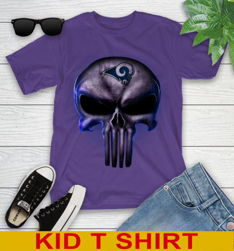 Los Angeles Rams NFL Football Punisher Skull Sports Youth T-Shirt 3