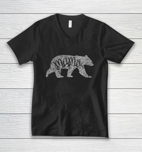 Womens Mama Bear Shirt Graphic V-Neck T-Shirt