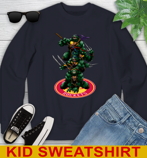 NBA Basketball Houston Rockets Teenage Mutant Ninja Turtles Shirt Youth Sweatshirt 3