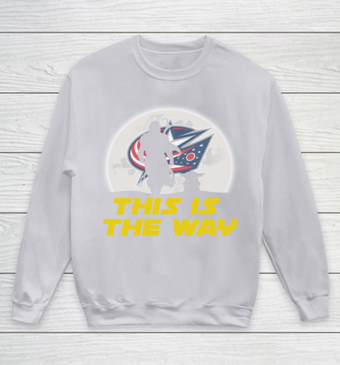 Columbus Blue Jackets NHL Ice Hockey Star Wars Yoda And Mandalorian This Is The Way Youth Sweatshirt 3