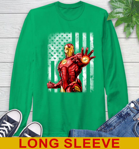 Los Angeles Dodgers MLB Baseball Iron Man Avengers American Flag Shirt Long Sleeve T-Shirt 8