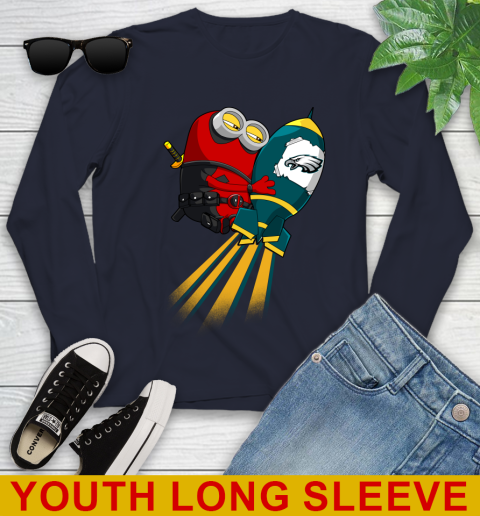 NFL Football Philadelphia Eagles Deadpool Minion Marvel Shirt Youth Long Sleeve 2